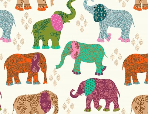 画像1: PATCHWOR ELEPHANTS (L) (1)