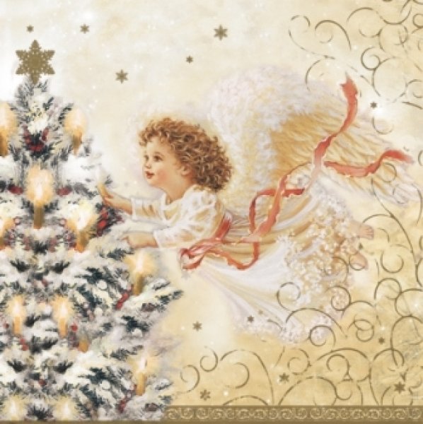 画像1: 【ナプキン】 Angel with Tree cream (1)